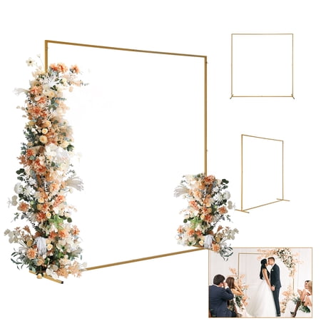 ATR ART to REAL 6.6Ft Wedding Iron Art Flat Top with Water Bag, Door Frame Shape Iron Arch, Golden
