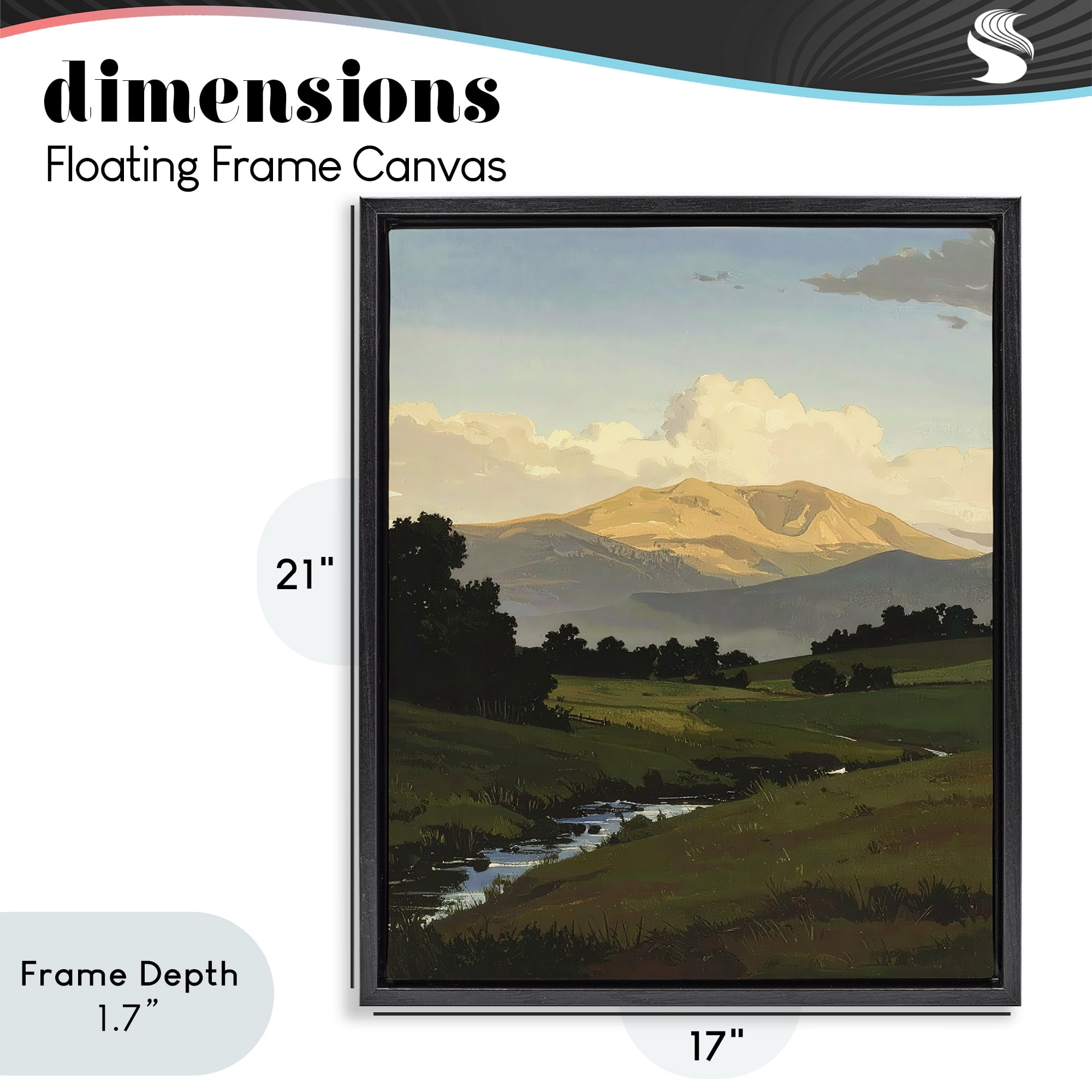 Stupell Industries Across The Valley Nature Black Framed Floater Canvas Wall Art, design by Alonza Saunders