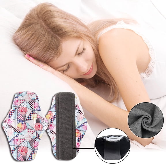 Fiudx Compresas Menstruales Reutilizables, Absorbentes de Fibra de Carbón, Suaves y a Prueba de Fugas, Ideales para Viajes y Exteriores, Ecológicas, Cómodas y Lavables, 1 Unidad de 25 Cm (10 Pulgadas