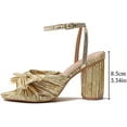 thumbnail image 4 of Pleated bow ankles with thick heels Women's High Heel Ankle Strap Sandals Shoes Work Office Wedding Spring, 4 of 8
