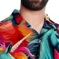 thumbnail image 5 of Robot Unicorn Attack Men's Hawaiian Button Down Short Sleeve Casual Printed Summer Beach Unisex Shirt, 5 of 6