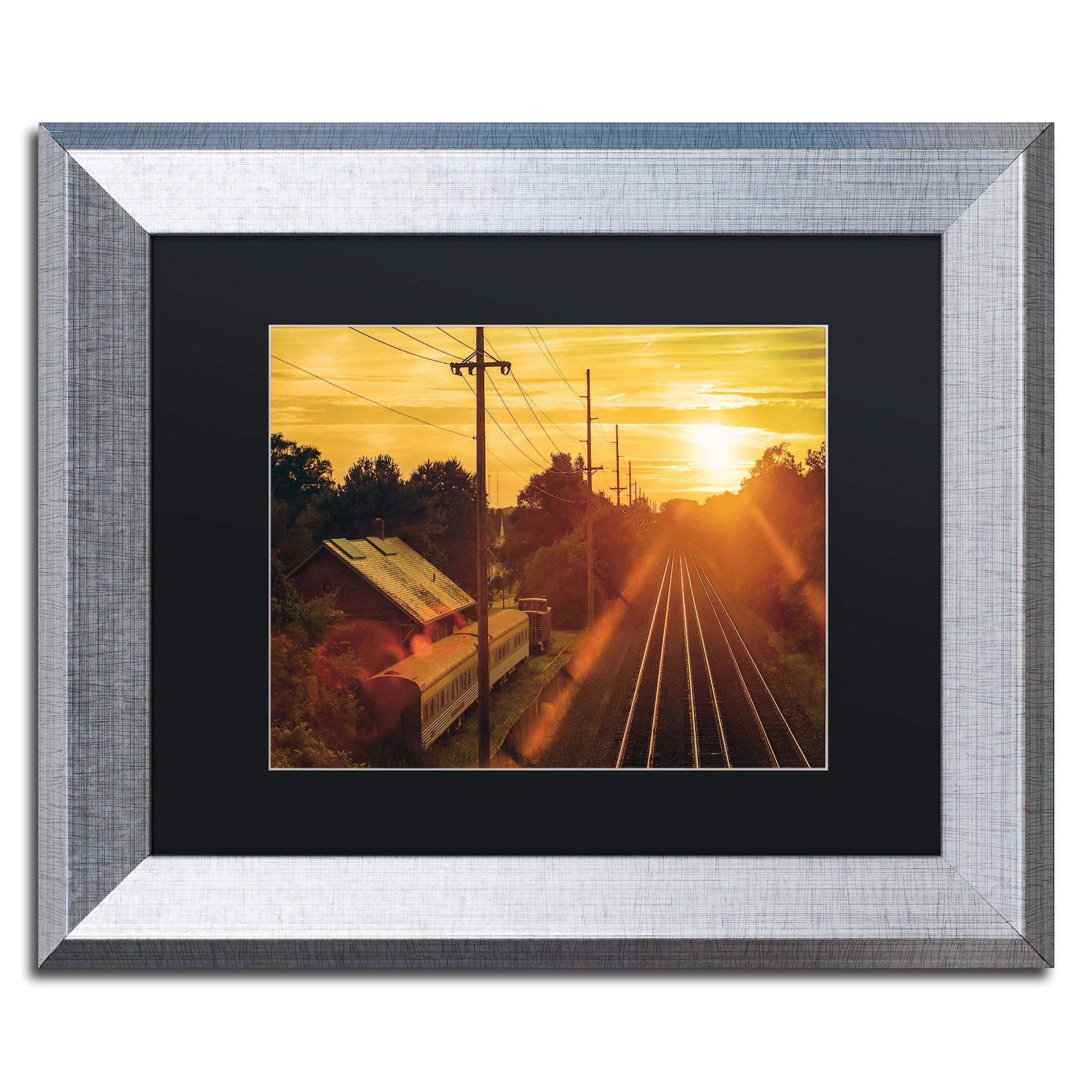 Trademark Fine Art "Train Depot" Canvas Art by Jason Shaffer, Black Matte, Silver Frame