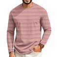 thumbnail image 2 of Mfakffe Shirts For Men Long Sleeve Crew Neck Striped T Shirts Casual Daily Basic Tee Top, 2 of 5