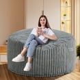 thumbnail image 2 of Avocahom 5FT Bean Bag Chair,High Rebound Memory Foam Filled Bean Bag Chair for Adult,Removable and Machine Washable Cover,Giant BeanBag for Living Room Bedroom,Grey, 2 of 6