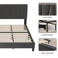 thumbnail image 4 of Modern Upholstered Bed Frame, Linen Platform Bedframe with Headboard, Heavy Duty Metal Structure and Stable Wood Slats Support, 4 of 7