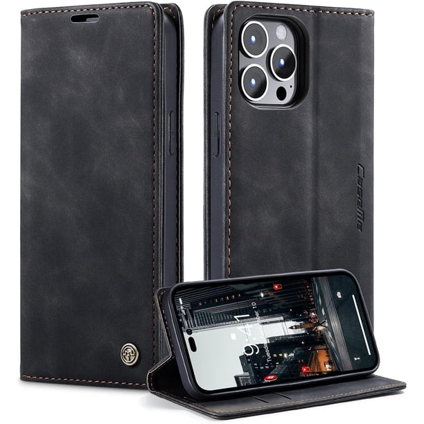 Funda tipo cartera compatible con iPhone 14 Pro Max, funda plegable tipo libro de piel sintética con tarjetero, cierre magnético y función atril para iPhone 14 Pro Max