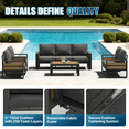 thumbnail image 2 of LazySunsets 5-Piece Outdoor Metal Conversation Set, Aluminumn Patio Sectional Sofa Chat Seating Sets, Dark Gray, 2 of 9
