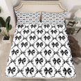 thumbnail image 2 of Manfei Ribbon Bow Bowtie Queen Sheet Sets,Stars Loves Print Flat Sheet,White Black Queen Fitted Sheet For Child,Ultra Soft Home Decor,4 Pieces, 2 of 7