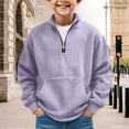 thumbnail image 2 of Boys Sweatshirts Quarter Zip Polo Collar Waffle Knit Long Sleeve Pullover Kids Fall Winter Clothes 3‑14 Years, 2 of 4