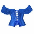 thumbnail image 4 of LEKODE corset tops for women Bodyshaper Top Bustier Tops for Women mens shawl Corset Tops For Women Bustier Lingerie Lace Waist Bodysuit Blue XL, 4 of 6