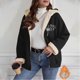 thumbnail image 1 of Ailaofu Women's Plus Rope Detail Oversized Hoodie Sherpa Zip Up Jacket, 1 of 7