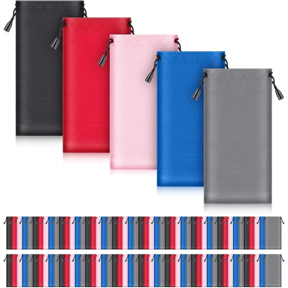100 Pack Soft Sunglasses Pouch Bulk Microfiber Sunglasses Pouch Soft Glasses Case Bags Eyeglasses Sleeve with Drawstring Colorful Glasses Gadgets Cleaning & Storage Bag
