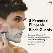 Rockwell Razors 6C Safety Razor with 6 Adjustable Settings and 5 Razor Blades, White Chrome