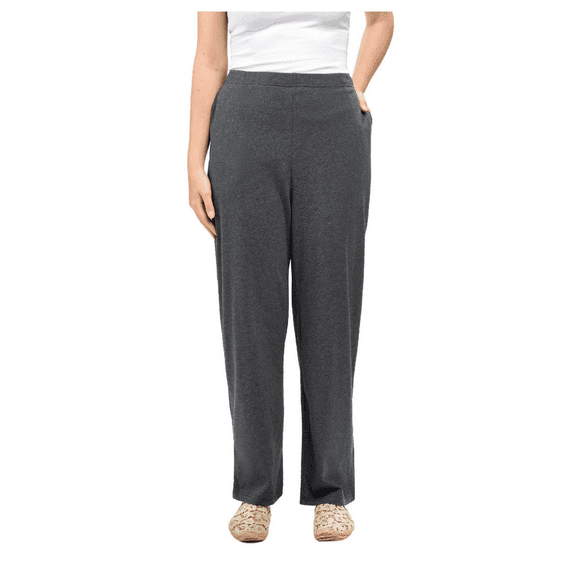 Turtle Bay New York Women's Plus Size Knit Pull on Pants - Cotton Blend Sweatpants with Flat Front Waistband and Side Seam Pockets