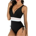 thumbnail image 2 of Swimsuits for Women Tummy Suits New Women Solid Backless Bikini Bandage Two-Pieces Swimwear Swimsuit Beachwear Set Style B-111 Black S, 2 of 4