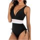 thumbnail image 2 of Traje de baño de una pieza para mujer, bikini liso sin espalda, traje de baño de dos piezas con tiras, conjunto de ropa de playa, traje de baño de moda playera para mujer, trajes de baño de una pieza, 2 of 4