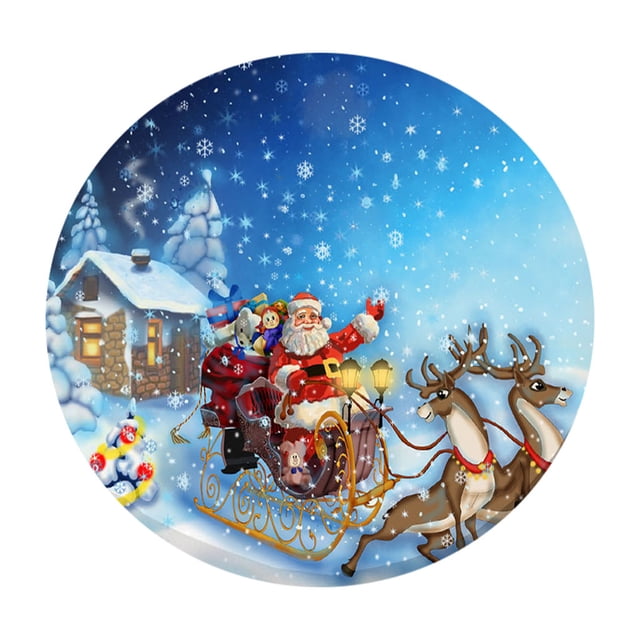 Manteles de poliéster impermeables para mesas redondas, modernos para interiores, exteriores y camping. Carro de Navidad