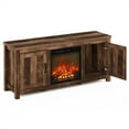 Furinno Jensen Farmhouse Barn Door Fireplace TV Stand with Storage