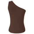 thumbnail image 4 of XAOFW Casual Sleeveless One Shoulder Tank Tops For Womens Solid Color Fitting See Through Camisoles Holiday Vacation Beach Versatile Top, 4 of 5