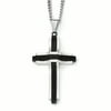 Stainless Steel Polished Black IP-plated Cross Necklace SRN1785-24