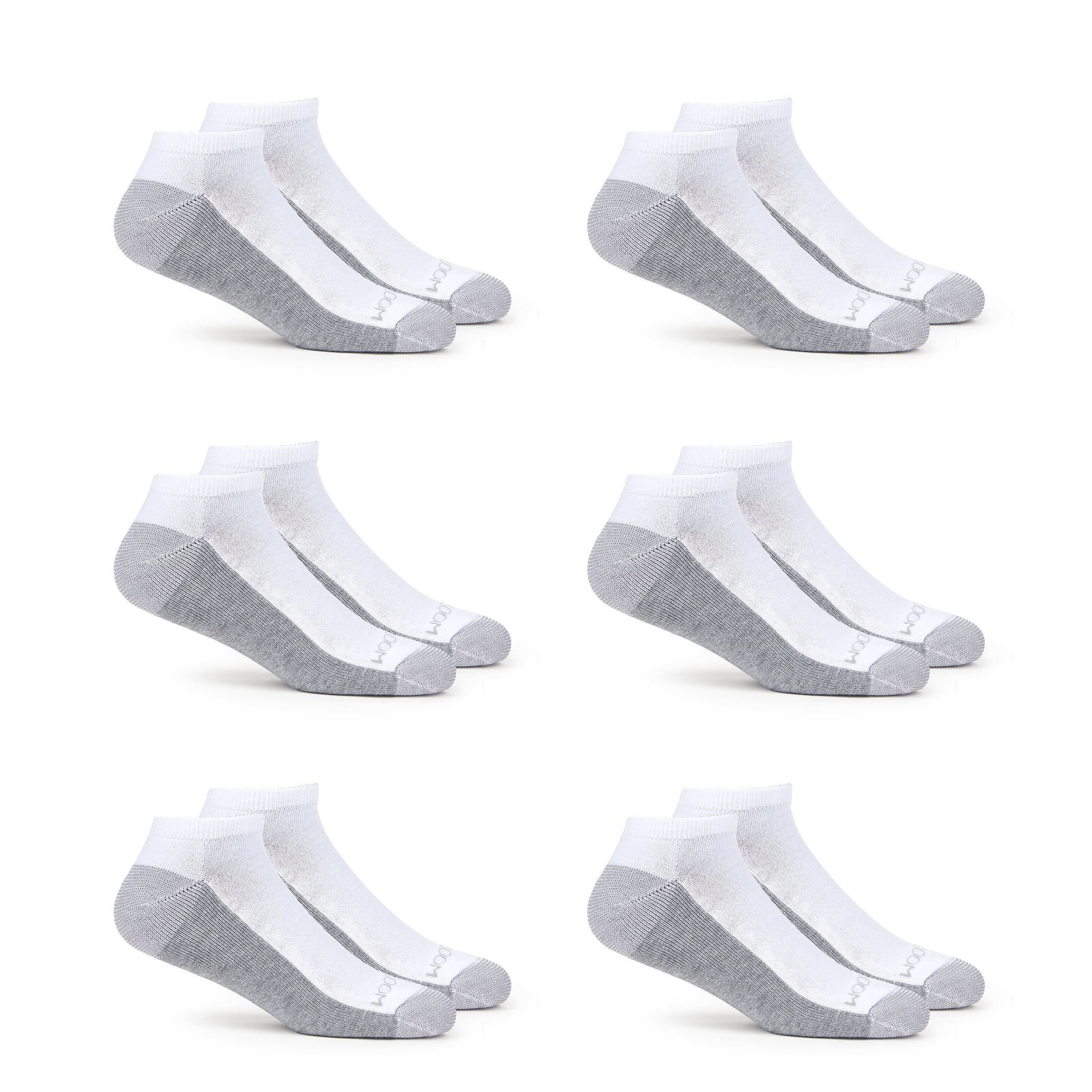 Fruit of the Loom Men's Dual Defense No Show Socks, Sizes 6-12, White (6-Pack)