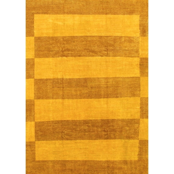 Ahgly Company Machine Washable Indoor Rectangle Abstract Yellow Modern Area Rugs, 5' x 7'