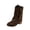Brown, variant on Slouch Womens Boots Mid-Calf Brown Wide Calf Faux Leather Buckle Pull on Block Heel Boots Woman Shoes 36