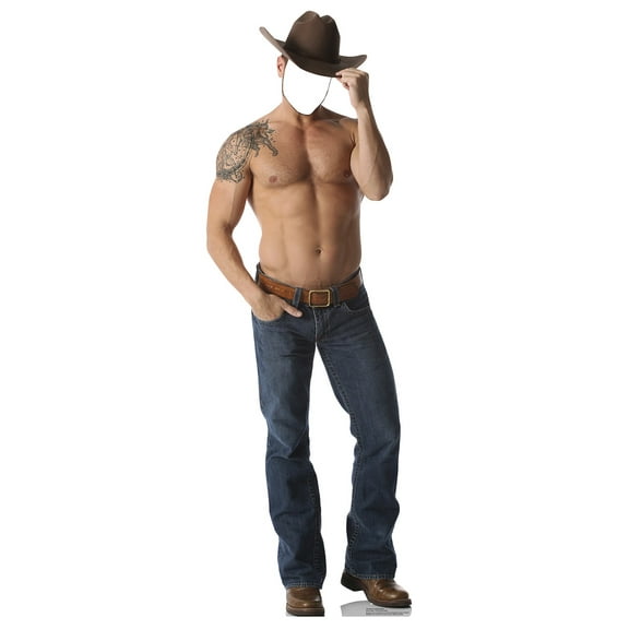 Advanced Graphics Shirtless Cowboy Standin - 72" x 25" Cardboard Standup