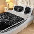 thumbnail image 3 of Homewish Minimalist Nature Tree Zipper Full Size Comforter Sets with Fitted Sheet and 2 Pillowcases,Classic Botanical Art Zipper Bedding Set,White Black,Light Gray Reversible,4pcs, 3 of 8