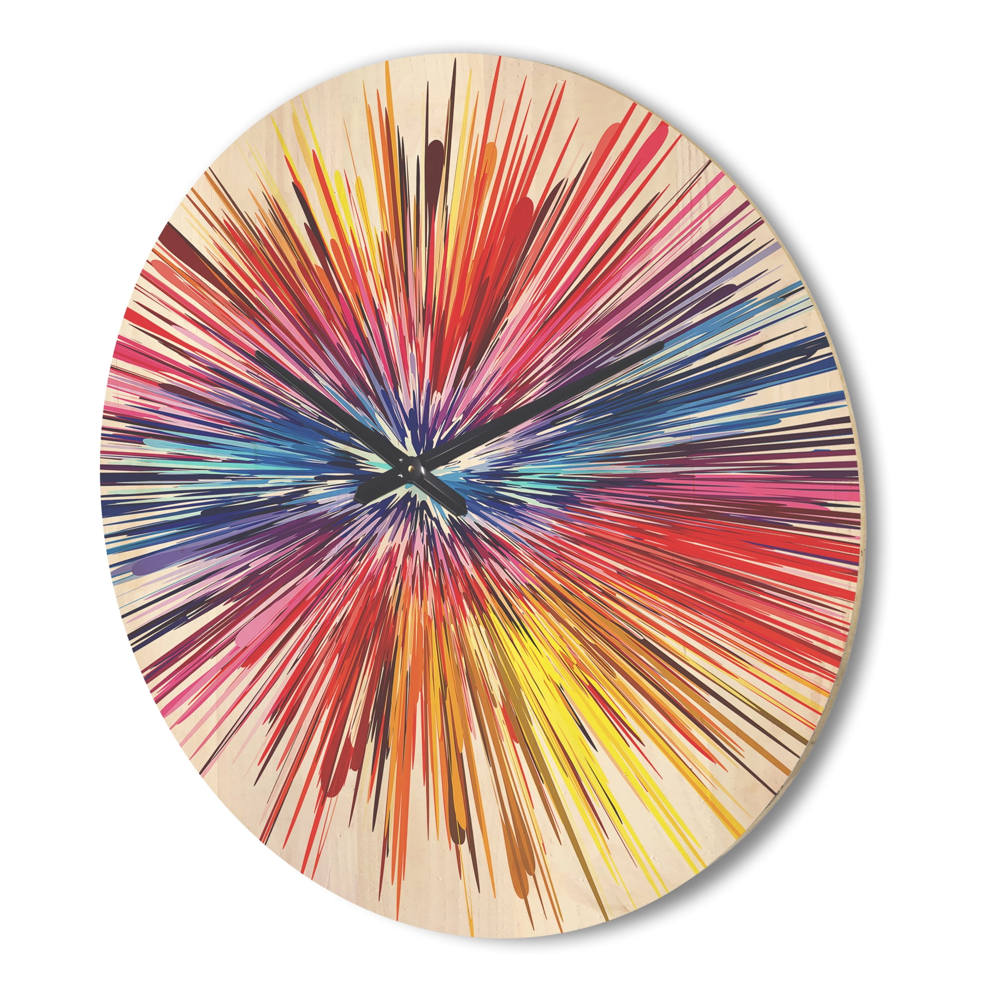 Designart 'Color Explosion On White' Modern Wood Wall Clock
