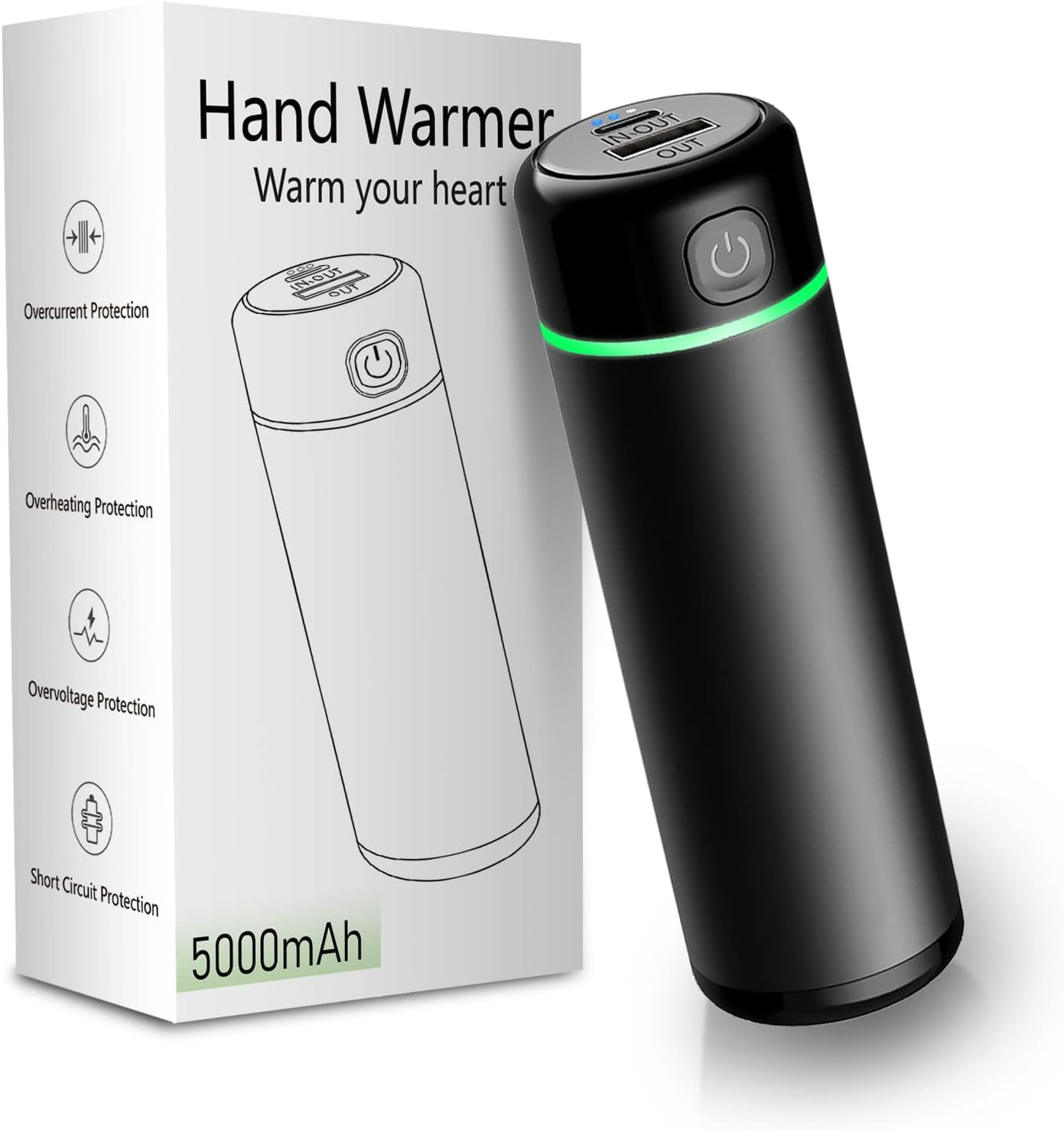 Chauffe-mains Rechargeable 10000 MAh - 3 Niveaux De Chaleur, écran, Fonction Powerbank - 9