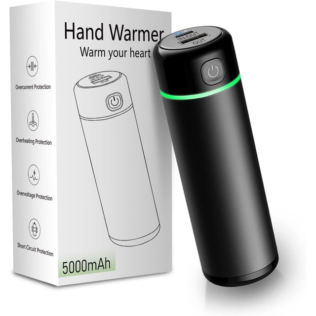 Chauffe-mains Rechargeable, Chauffe-Mains Électrique Réutilisable, Powerbank Portable USB Type-C 5000mAh, 3 Niveaux pour Extérieur, Thérapie Idéale pour Raynaud, Camping et Chasse en Plein Air, le Meilleur Cadeau pour l'Hiver...