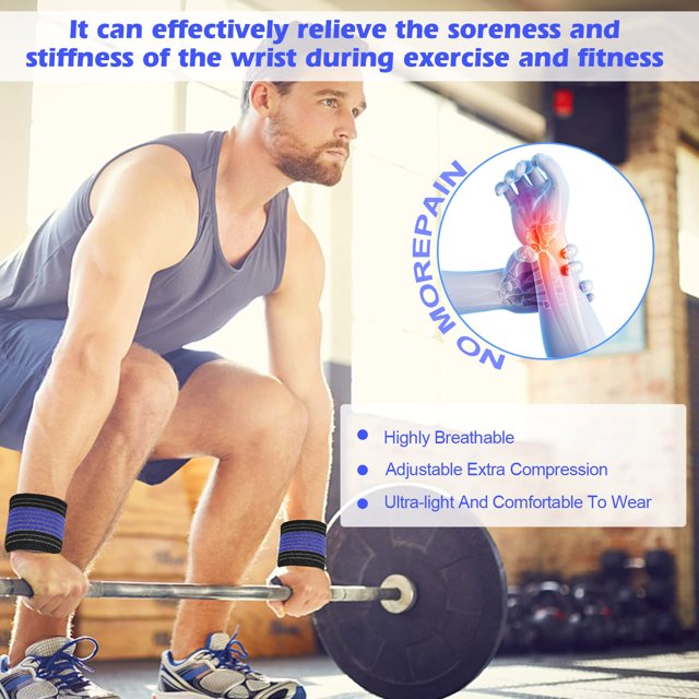 Qarigey 2x soportes de mano para actividades deportivas ajuste ajustable para todos los atletas muñequera de compresión Bolsas de mensajero y de hombro azul negro