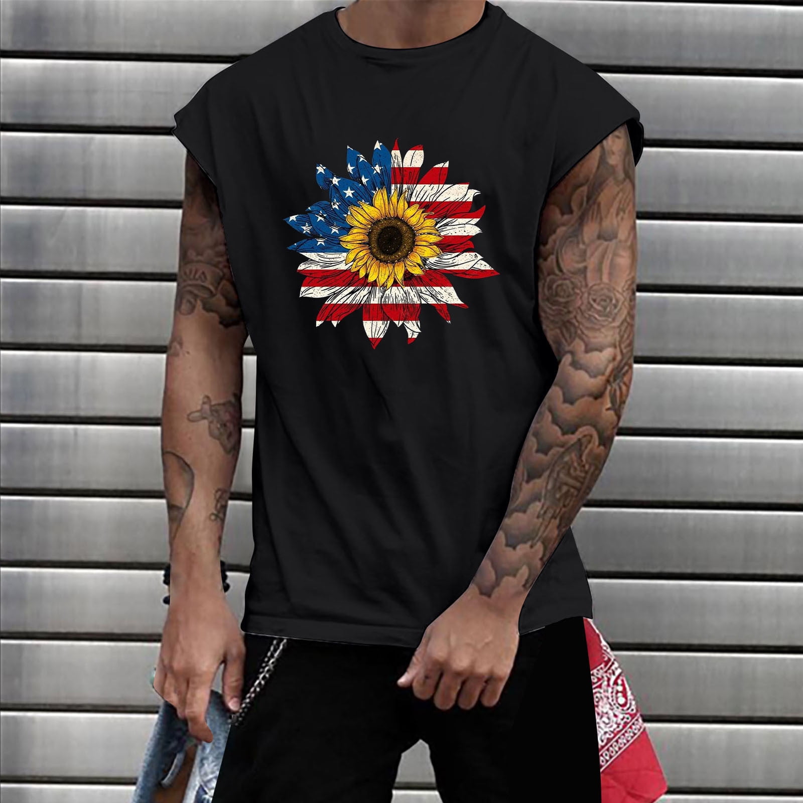 cllios 4th of July Tank Tops for Men Patriotic American Flag Graphic ...