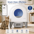 thumbnail image 2 of Koramzi Automatic Self-Cleaning Cat Litter Box with App Control, 95L Capacity, Odor Control, White/Grey, 2 of 6