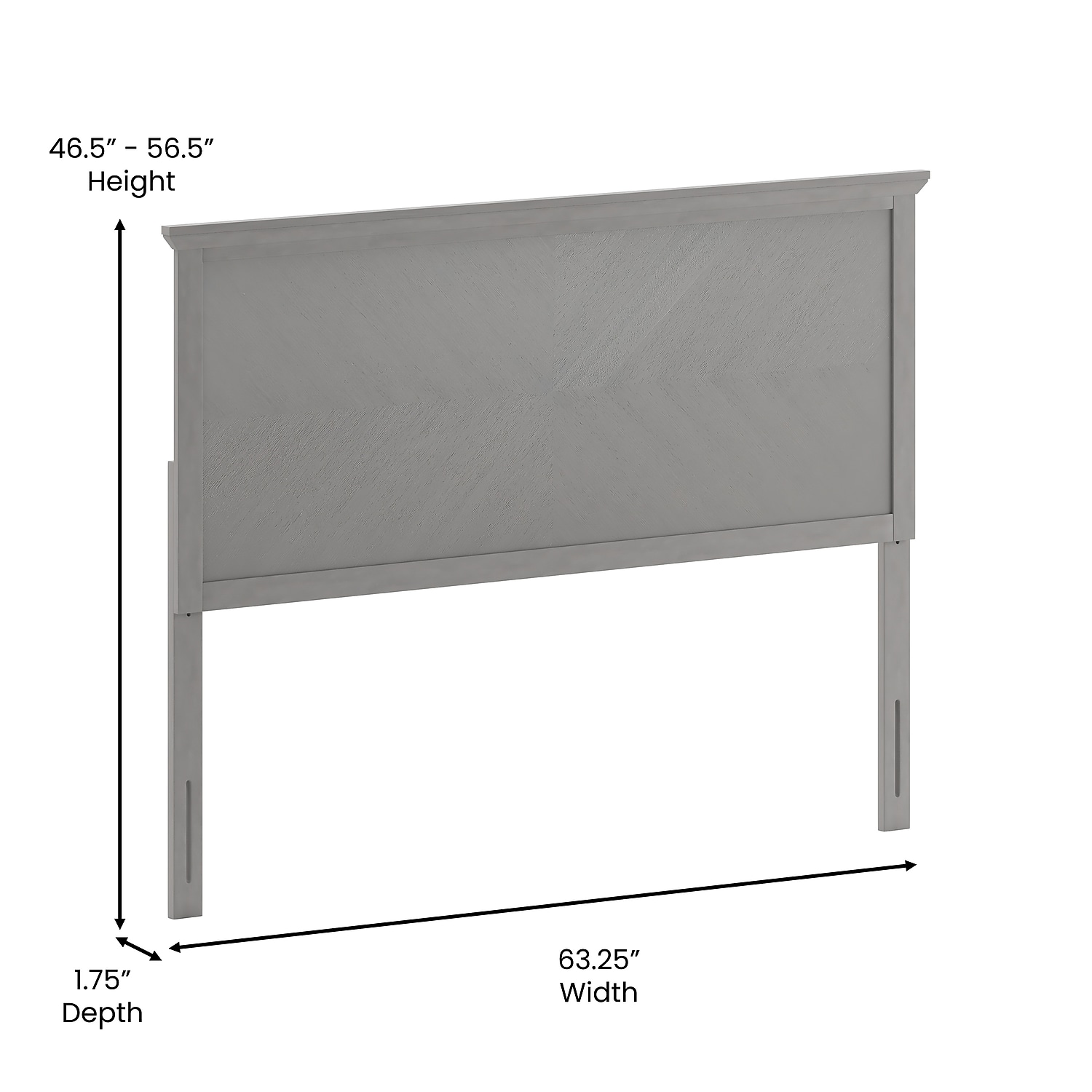 Flash Furniture Fiona Queen Wooden Herringbone Adjustable Headboard 63.25"W x 1.75"D x 46.5"-56.5"H