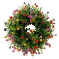 thumbnail image 1 of Corona de flores artificiales de gypsophila de hojas verdes, corona de primavera para pared 30 centimetros, 1 of 9