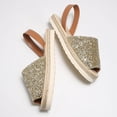 thumbnail image 4 of Samdudou Elevated Sandals for Women Open Toe Sparkly Glitter Wide Band Slingback Strap Classic Woven Espadrille Flatform Shoes Vacation Resort Wear, 4 of 9