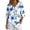 Blue, variant on Womens 3/4 Length Sleeve Blouse V Neck Button Floral Print Pullover Tops Casual Loose Stylish Shirts (2XL, Blue-C)
