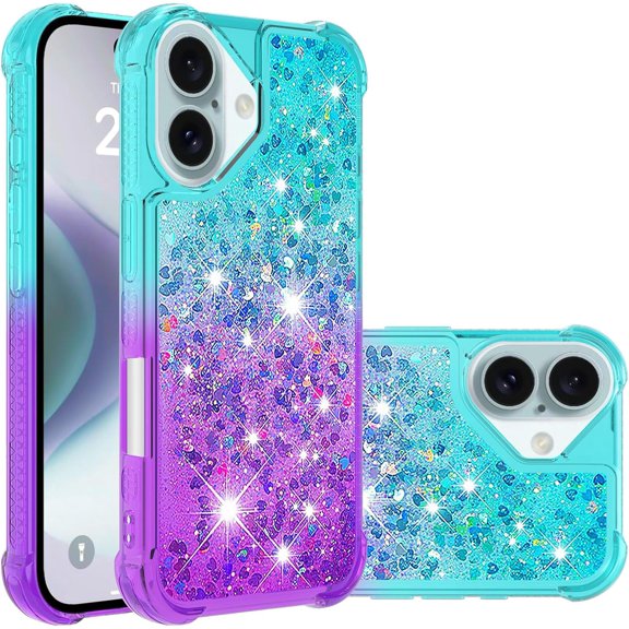 Case for iPhone 16 Plus Case Girls Women,Liquid Glitter Shockproof Back Cover Soft TPU Bumper Silicone Slim Protective Cover for iPhone 16 Plus 6.7 inch Gradient Blue