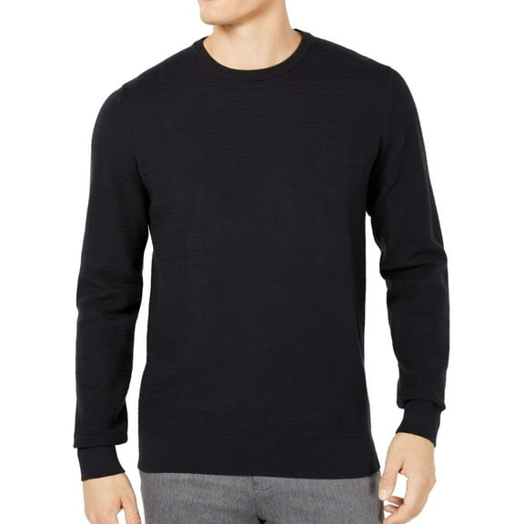 Ryan Seacrest Mens Chevron Pullover Sweater, Black, Small