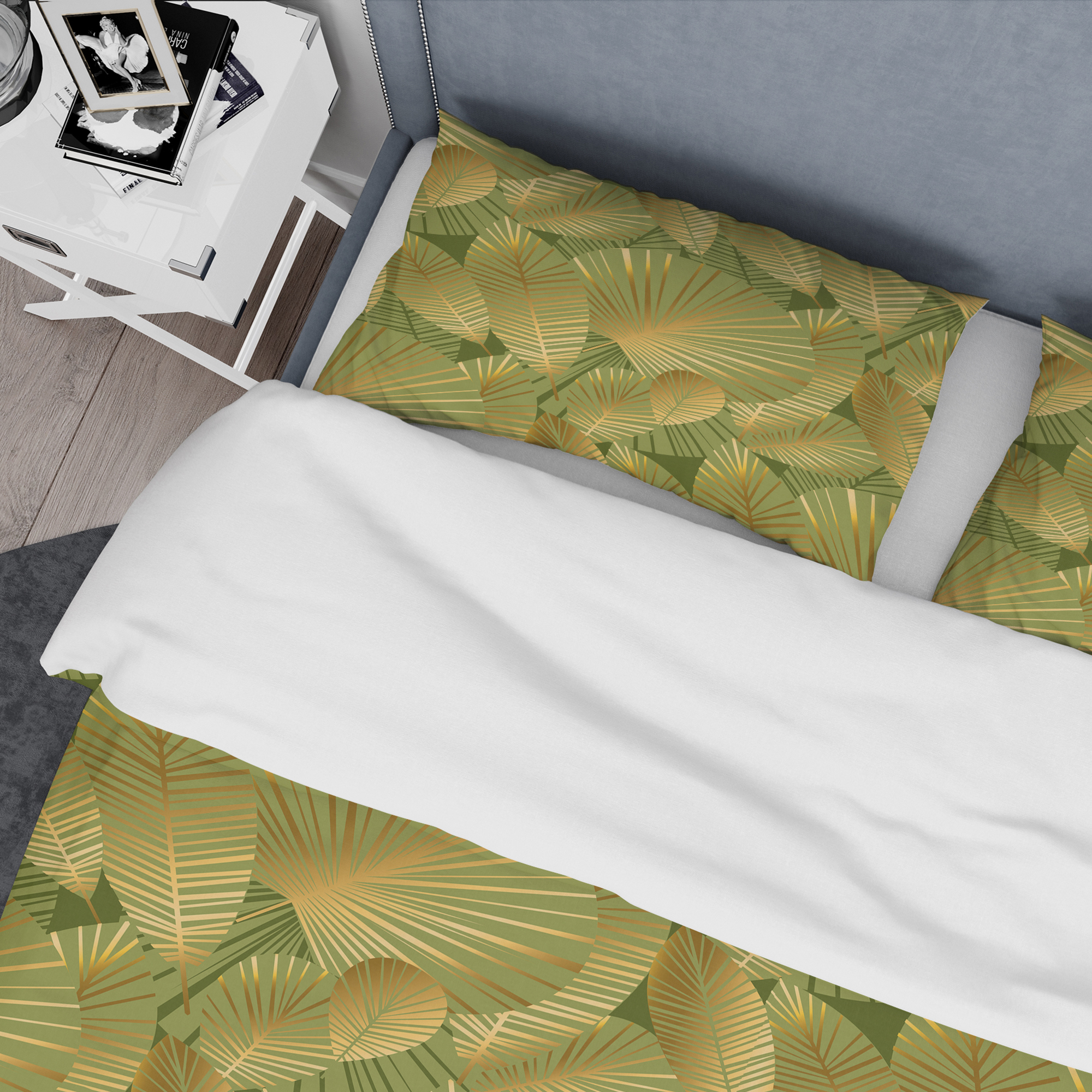 Designart 'Golden Leaves I' Mid-Century Modern Duvet Cover Set