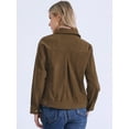 thumbnail image 3 of DARING DIVA Women's Corduroy Long Sleeve Button Down Shacket Jacket XS Brown, 3 of 6
