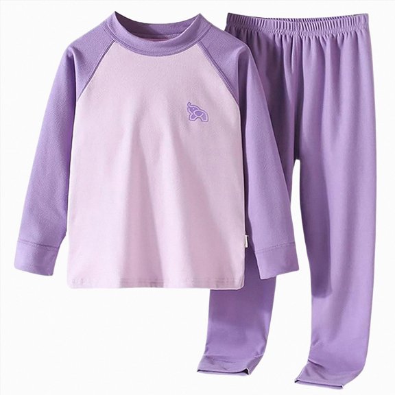 WUANDIXFA Toddler Organic Cotton Pajamas 1-17 Years Snug Fit 2-Piece Pajamas Organic Cotton Long Sleeve for Boys Girls,Purple,12-14 Years