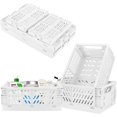 thumbnail image 1 of czcpp-Plastic Storage Baskets for Desk Organizing, Office Drawer Organizer, 2 Medium+2 Small Durable Folding Storage Crate for Home Kitchen Classroom Office Bedroom and Bathroom Storage (White), 1 of 4