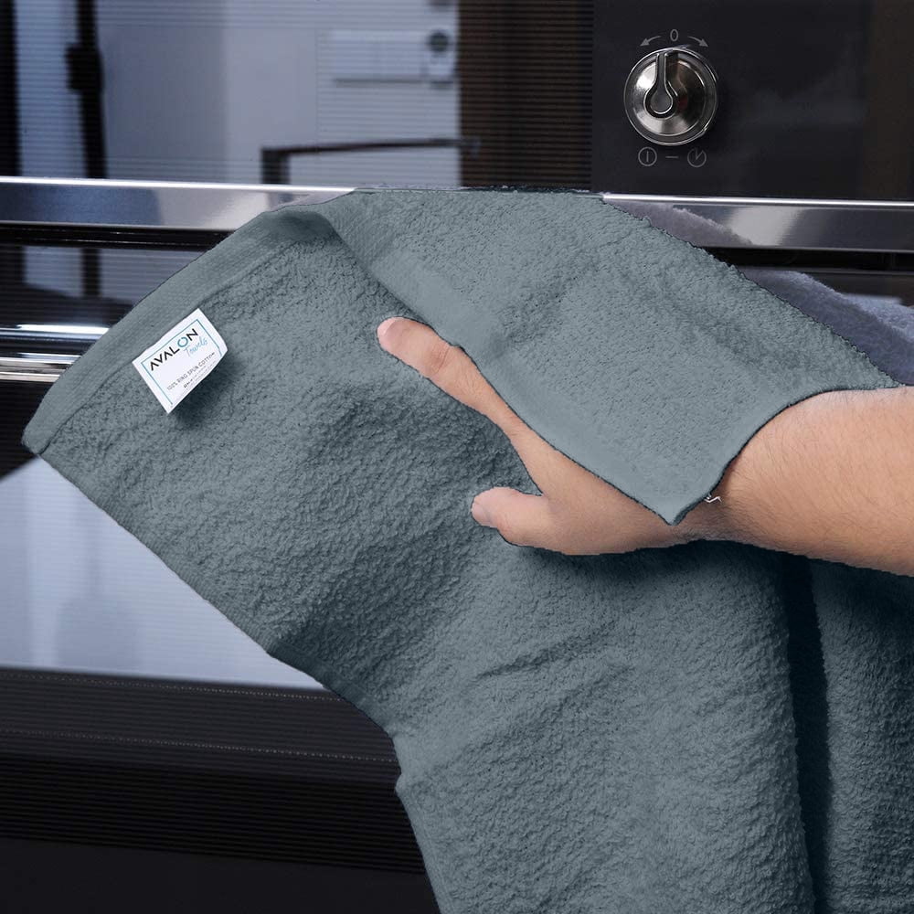 Avalon Towels Terry Bar Mop Towels (Value Pack of 60) Size 14"x17" – Absorbent and Durable, Multipurpose Towels, Cotton Cleaning Rags, Kitchen Towels, Restaurant Towels, Reusable Shop Rags (Grey)