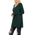 thumbnail image 2 of J. METHOD Women’s Knit Sweater Long Sleeve V-Neck Thermal Waffle Warm Casual Tunic Pullover Side Slit Knitted Top NEWT395 Hunter Green S, 2 of 5