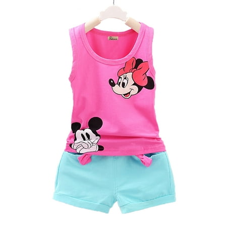 2PCS Toddler Kids Baby Girls Outfits T-shirt Tops Dress+ Short Pants Clothes Set
