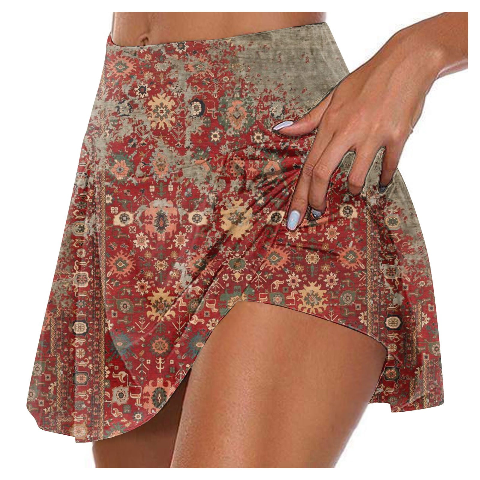 LTTVQM Womens Skirts Short Plus Size Printed Knee Length High Waist Tennis Skirts Short Golf