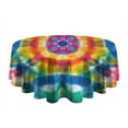 thumbnail image 5 of Colorful Tie Dye Mandala Pattern Round Tablecloth 60"x60",Wrinkle Wipeable Table Cloth for Kitchen Dining Room Picnic Patio Party, 5 of 6